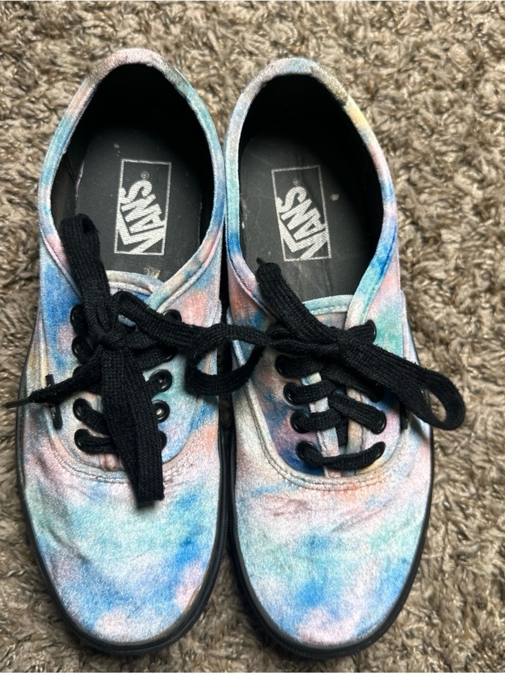 Vans Authentic Velvet Tie Dye Sneakers Women’s 8.5 Men’s 7 Multicolor Black